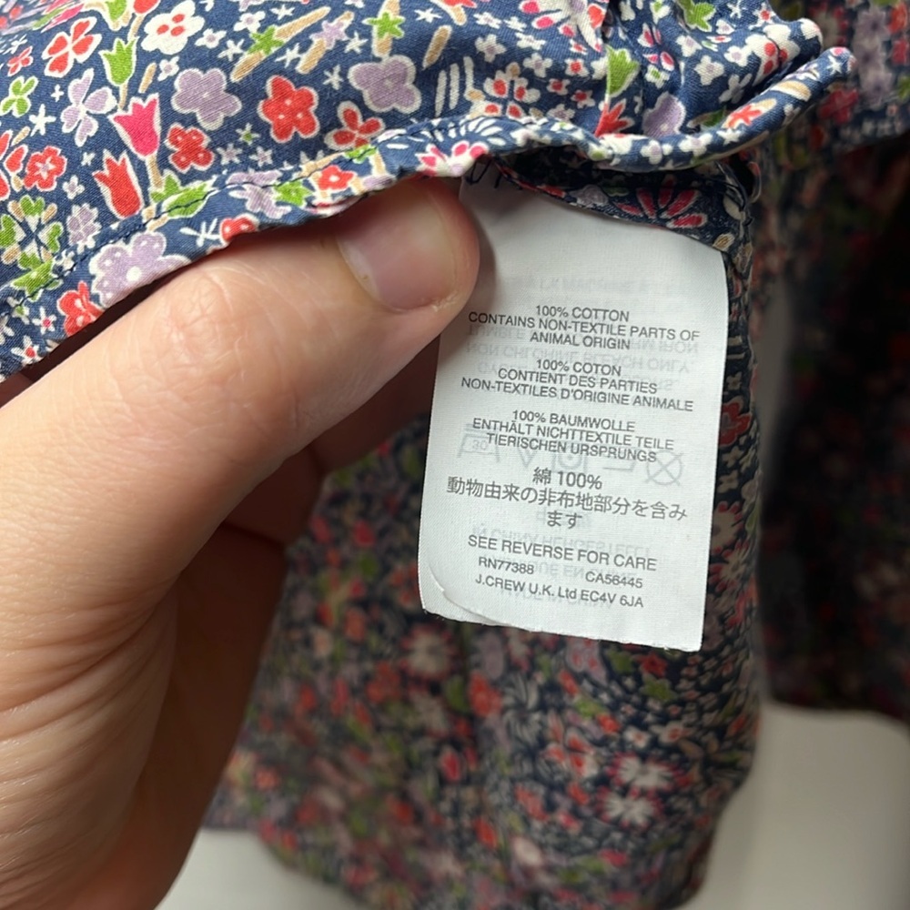 J Crew Liberty Purple Blue Floral Button Down Blouse- 00 - Picture 5 of 6